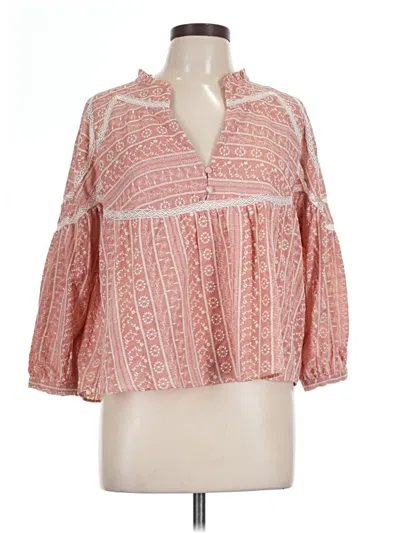 Pre-owned Zara 3/4 Sleeve Blouse In Pink