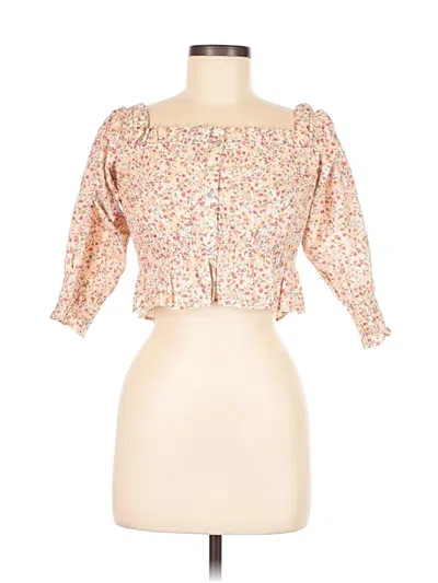 Pre-owned Zara 3/4 Sleeve Blouse In Pink