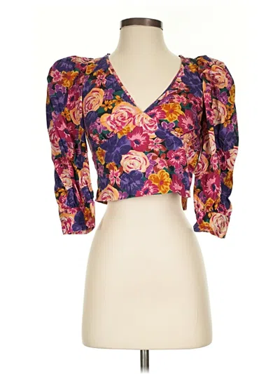 Pre-owned Zara 3/4 Sleeve Blouse In Purple