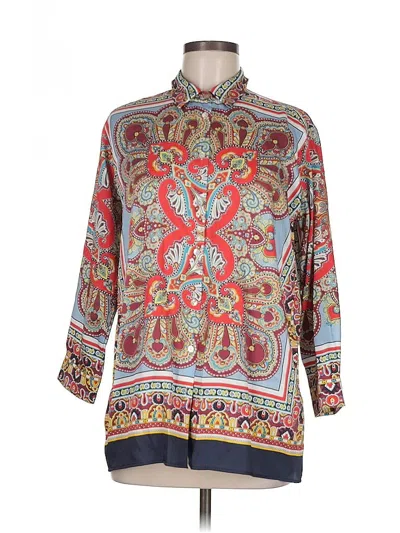 Pre-owned Zara 3/4 Sleeve Blouse In Red