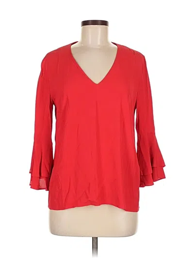 Pre-owned Zara 3/4 Sleeve Blouse In Red