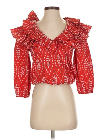 Zara 3/4 Sleeve Blouse In Red