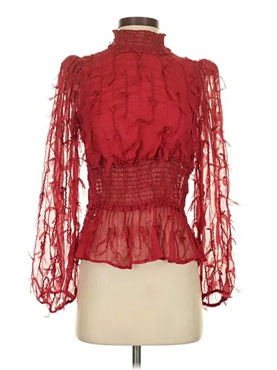 Pre-owned Zara 3/4 Sleeve Blouse In Red
