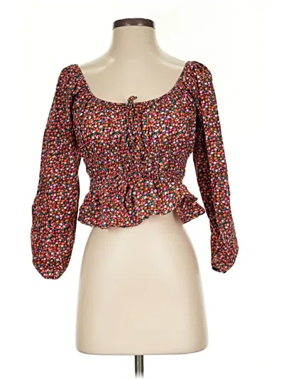 Pre-owned Zara 3/4 Sleeve Blouse In Red