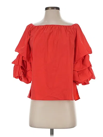 Pre-owned Zara 3/4 Sleeve Blouse In Red