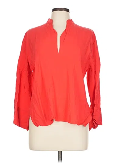Pre-owned Zara 3/4 Sleeve Blouse In Red