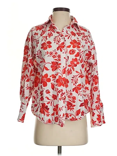 Pre-owned Zara 3/4 Sleeve Blouse In Red