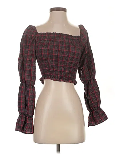 Pre-owned Zara 3/4 Sleeve Blouse In Red