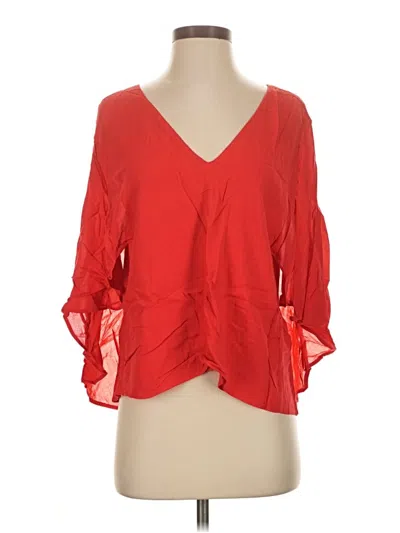 Pre-owned Zara 3/4 Sleeve Blouse In Red