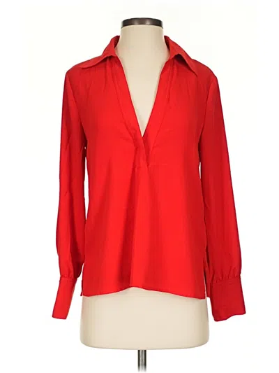 Pre-owned Zara 3/4 Sleeve Blouse In Red