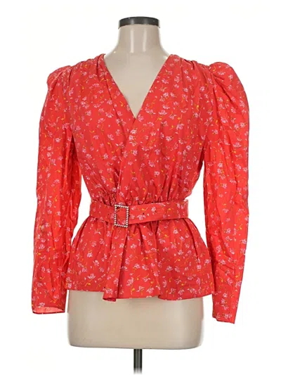 Pre-owned Zara 3/4 Sleeve Blouse In Red