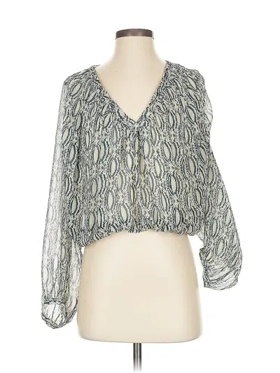 Pre-owned Zara 3/4 Sleeve Blouse In Silver