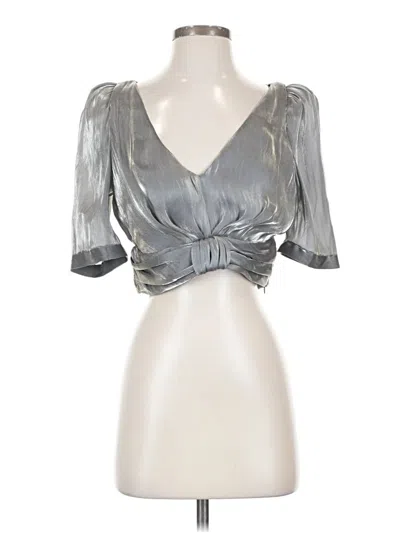 Pre-owned Zara 3/4 Sleeve Blouse In Silver