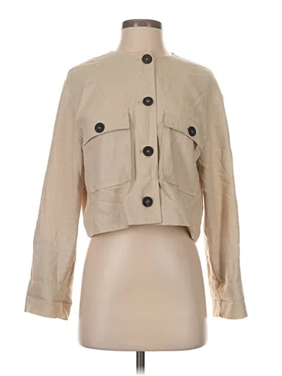 Pre-owned Zara 3/4 Sleeve Blouse In Tan