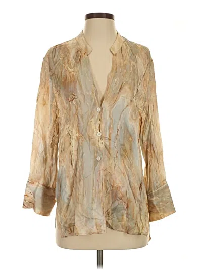 Pre-owned Zara 3/4 Sleeve Blouse In Tan