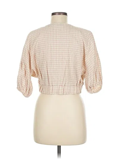 Pre-owned Zara 3/4 Sleeve Blouse In Tan