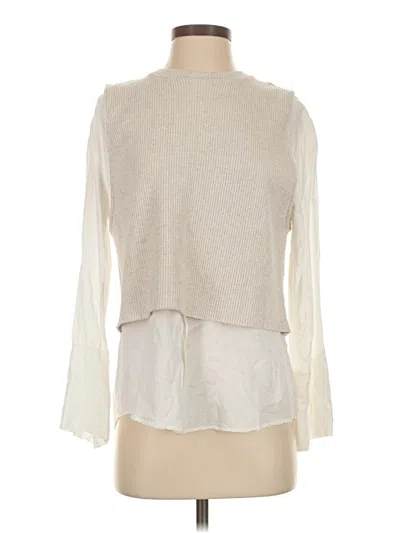 Pre-owned Zara 3/4 Sleeve Blouse In Tan