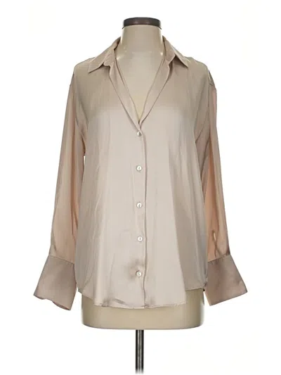 Pre-owned Zara 3/4 Sleeve Blouse In Tan