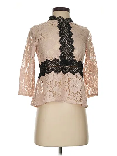 Pre-owned Zara 3/4 Sleeve Blouse In Tan