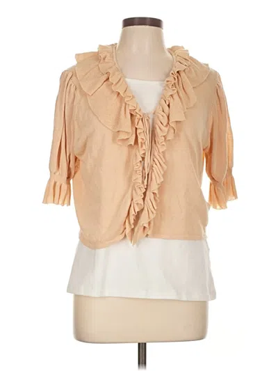 Pre-owned Zara 3/4 Sleeve Blouse In Tan