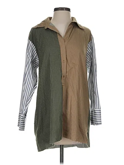 Pre-owned Zara 3/4 Sleeve Blouse In Tan