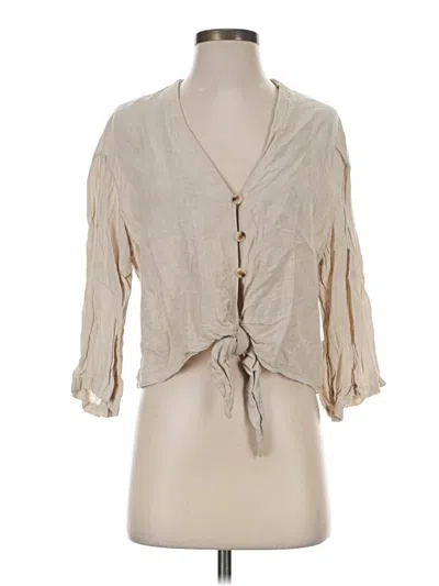 Pre-owned Zara 3/4 Sleeve Blouse In Tan