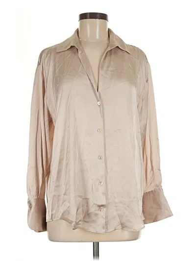 Pre-owned Zara 3/4 Sleeve Blouse In Tan