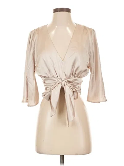 Pre-owned Zara 3/4 Sleeve Blouse In Tan