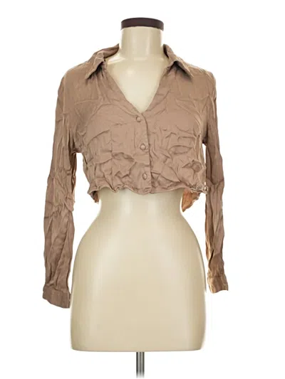 Pre-owned Zara 3/4 Sleeve Blouse In Tan