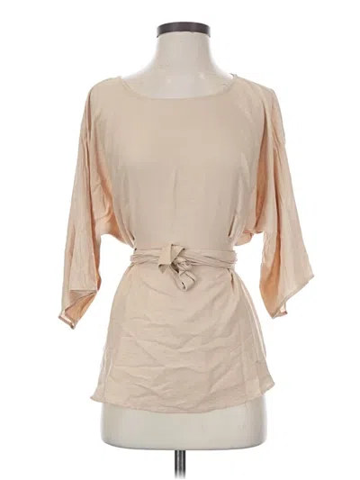 Pre-owned Zara 3/4 Sleeve Blouse In Tan