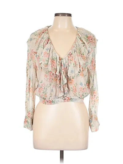Pre-owned Zara 3/4 Sleeve Blouse In Tan