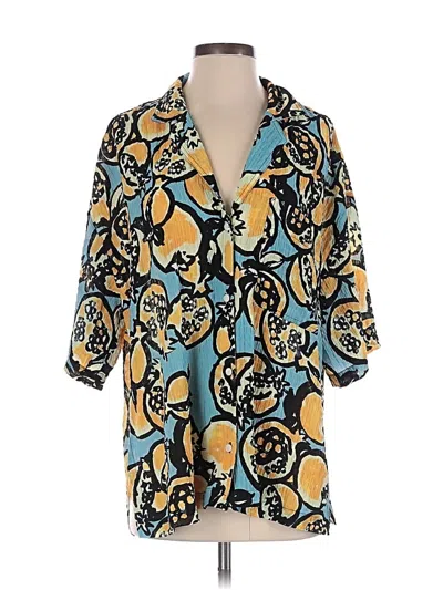 Pre-owned Zara 3/4 Sleeve Blouse In Teal