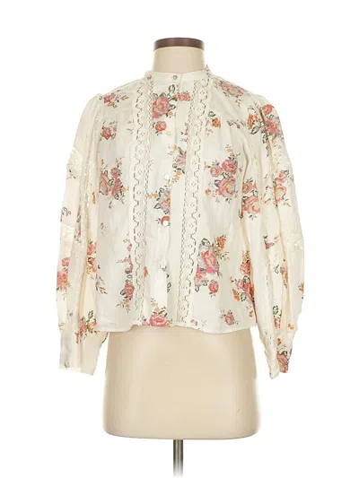 Pre-owned Zara 3/4 Sleeve Blouse In White