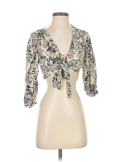 Pre-owned Zara 3/4 Sleeve Blouse In White