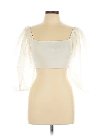 Pre-owned Zara 3/4 Sleeve Blouse In White