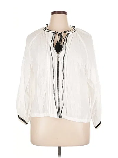 Pre-owned Zara 3/4 Sleeve Blouse In White