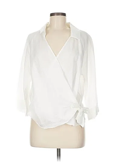 Pre-owned Zara 3/4 Sleeve Blouse In White