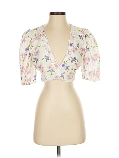 Pre-owned Zara 3/4 Sleeve Blouse In White