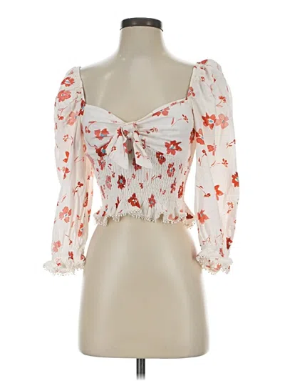 Pre-owned Zara 3/4 Sleeve Blouse In White