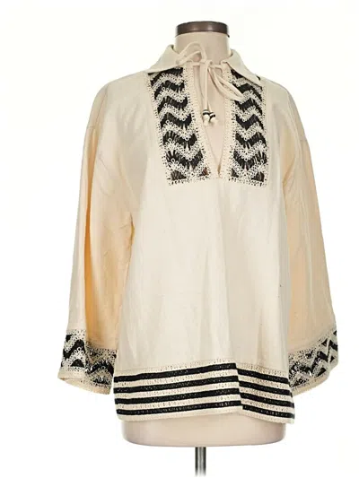 Pre-owned Zara 3/4 Sleeve Blouse In White