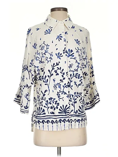 Pre-owned Zara 3/4 Sleeve Blouse In White