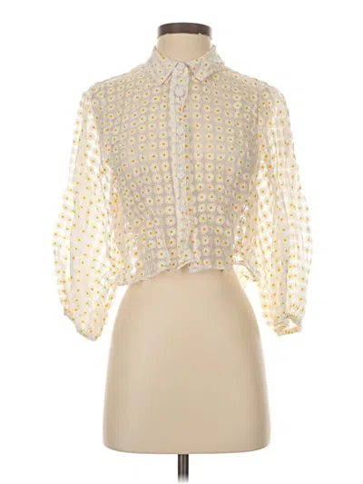 Pre-owned Zara 3/4 Sleeve Blouse In White