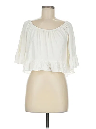 Pre-owned Zara 3/4 Sleeve Blouse In White