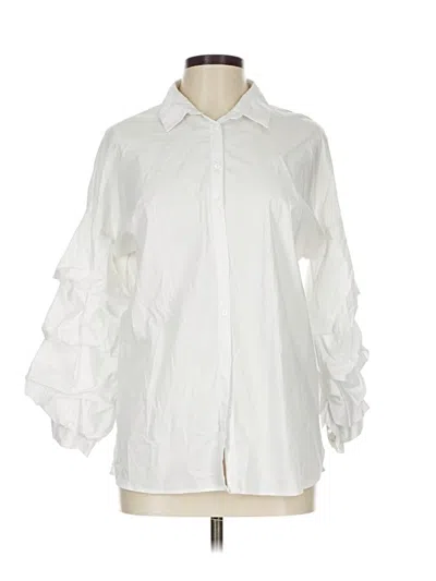 Pre-owned Zara 3/4 Sleeve Blouse In White
