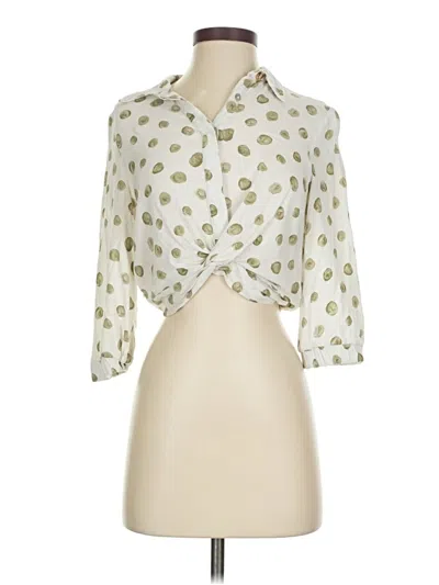 Pre-owned Zara 3/4 Sleeve Blouse In White
