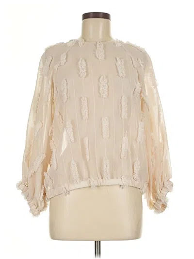 Pre-owned Zara 3/4 Sleeve Blouse In White