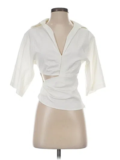 Pre-owned Zara 3/4 Sleeve Blouse In White