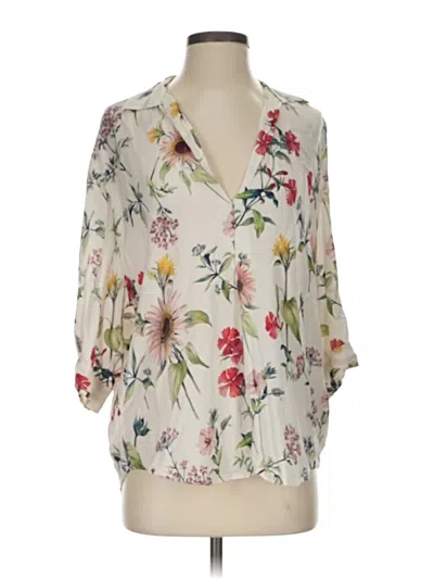 Pre-owned Zara 3/4 Sleeve Blouse In White