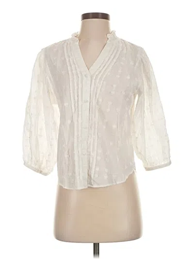 Pre-owned Zara 3/4 Sleeve Blouse In White