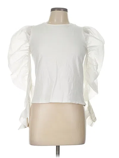 Pre-owned Zara 3/4 Sleeve Blouse In White